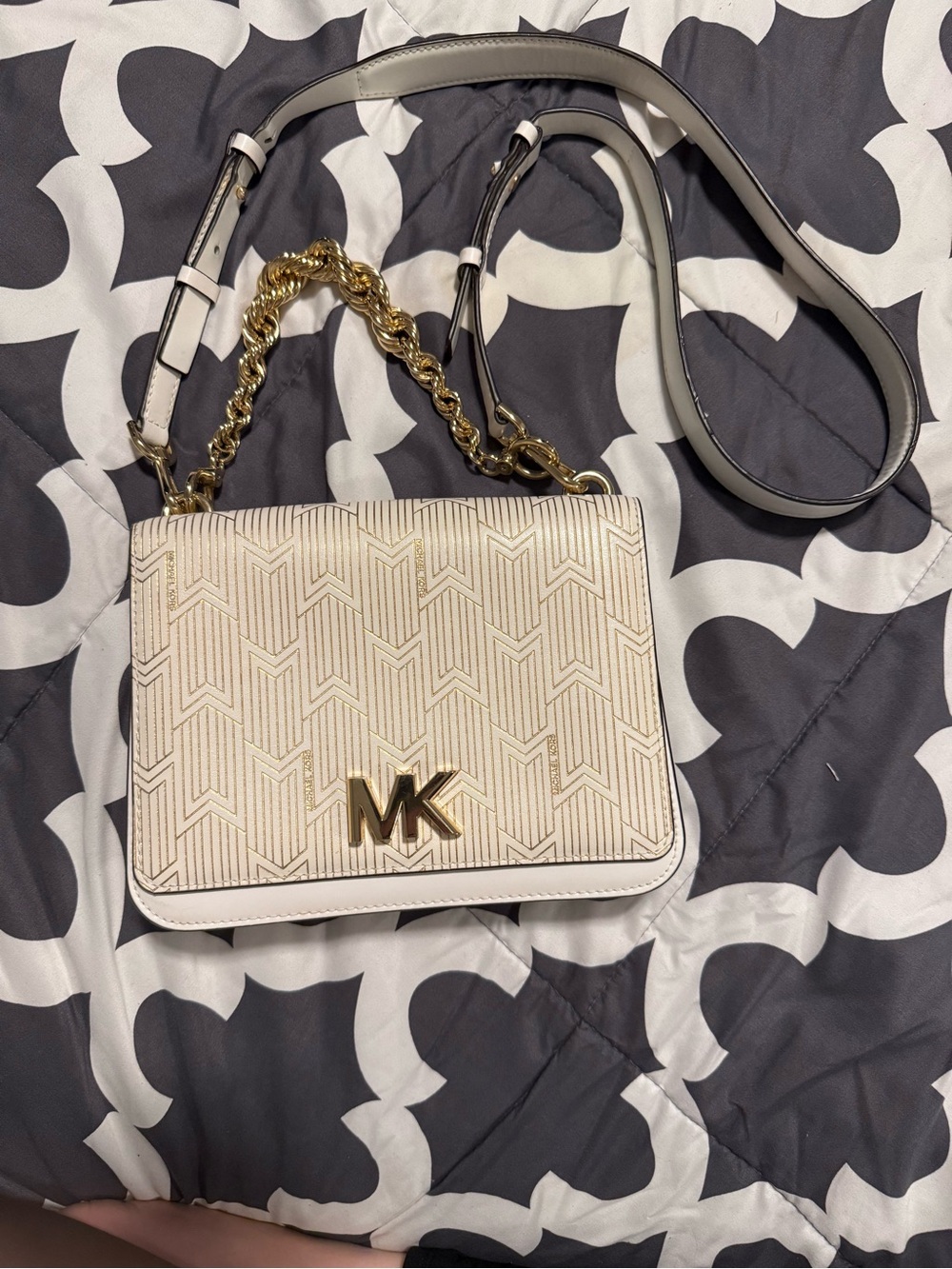 Michael Kors Cream Crossbody Bag with Interchangeable Straps and MK Logo